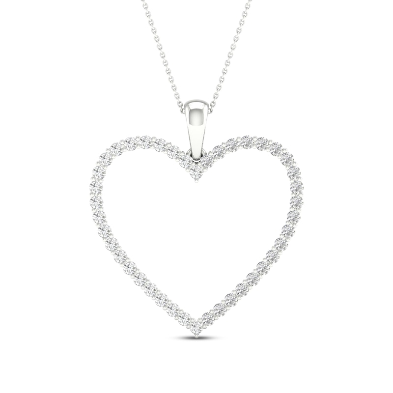 Diamond Heart Necklace 1/2 ct tw Round-cut 10K White Gold 18"