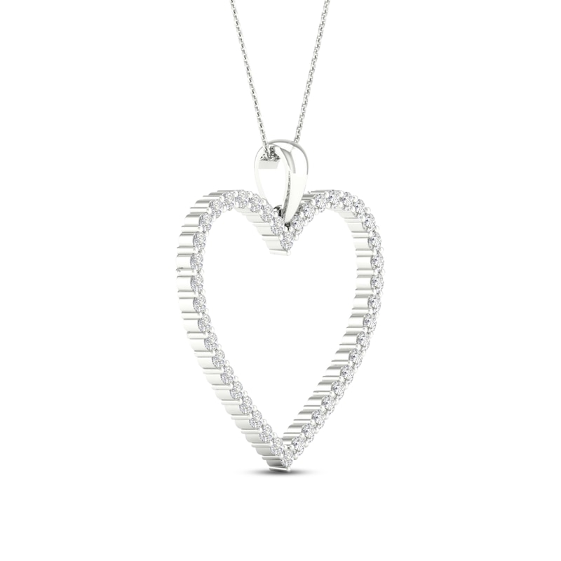 Diamond Heart Necklace 1/2 ct tw Round-cut 10K White Gold 18"