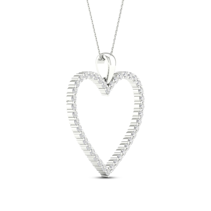 Main Image 3 of Diamond Heart Necklace 1/2 ct tw Round-cut 10K White Gold 18&quot;
