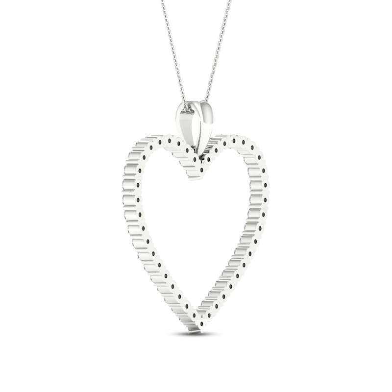 Diamond Heart Necklace 1/2 ct tw Round-cut 10K White Gold 18"