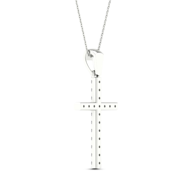 Main Image 4 of Diamond Cross Necklace 1/4 ct tw Round-Cut 10K White Gold 18&quot;