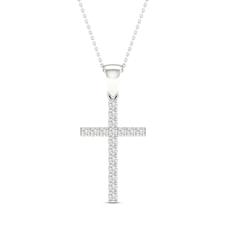 Diamond Cross Necklace 1/5 ct tw Sterling Silver 18"