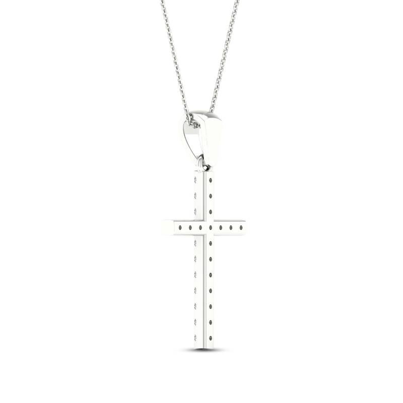 Diamond Cross Necklace 1/5 ct tw Round-Cut Sterling Silver 18"