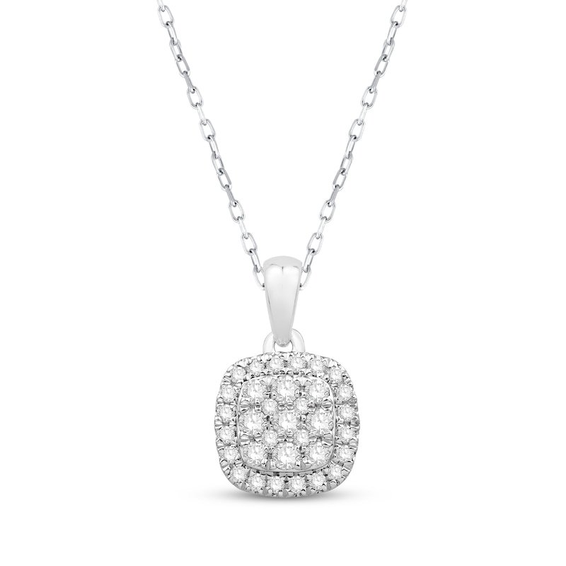 Diamond Necklace 1/4 ct tw Round-Cut 10K White Gold 18"