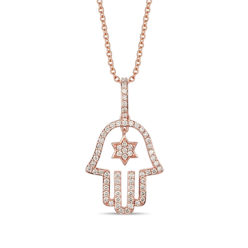 Le Vian Diamond Hamsa Necklace 3/8 ct tw 14K Strawberry Gold 18"