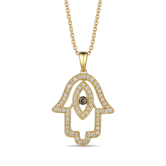 Le Vian Diamond Hamsa Necklace 1/2 ct tw 14K Honey Gold 18"