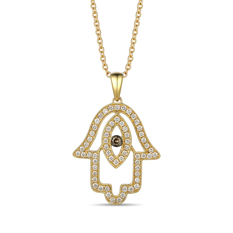 Main Image 1 of Le Vian Diamond Hamsa Necklace 1/2 ct tw 14K Honey Gold 18&quot;