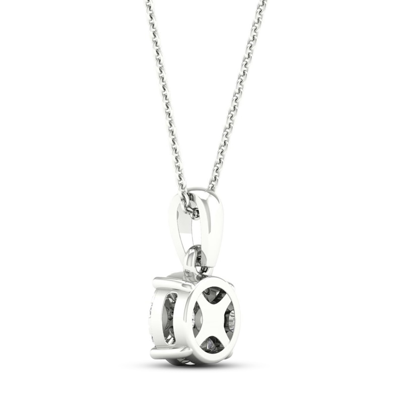 Main Image 4 of Diamond Halo Necklace 1/10 ct tw Round-Cut 10K White Gold 18&quot;