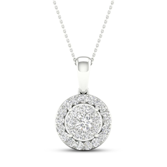 Multi-Diamond Necklace 1/ ct tw Round-Cut 10K White Gold 18