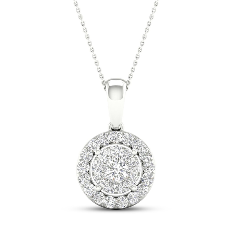 Main Image 1 of Multi-Diamond Necklace 1/2 ct tw Round-Cut 10K White Gold 18&quot;
