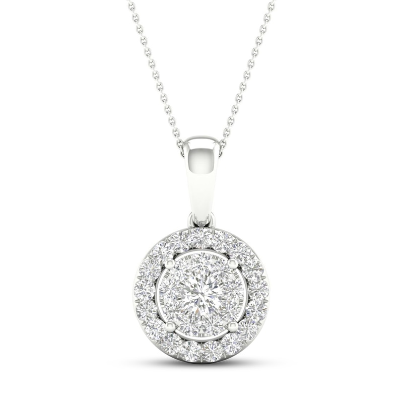 Multi-Diamond Necklace 1/2 ct tw Round-Cut 10K White Gold 18"