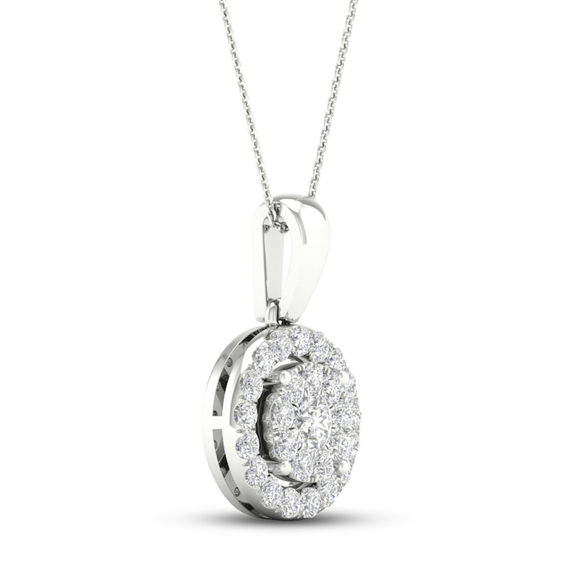 Multi-Diamond Necklace 1/2 ct tw Round-Cut 10K White Gold 18"