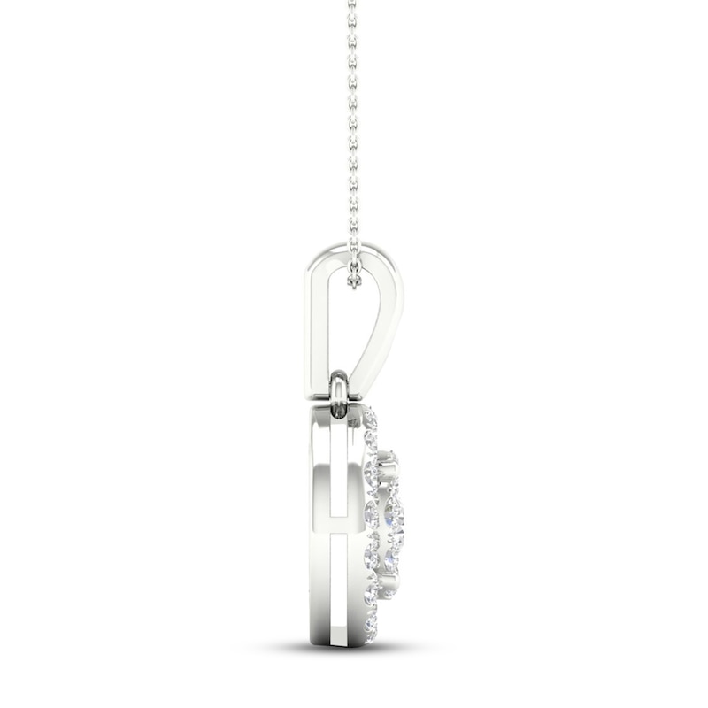 Main Image 3 of Multi-Diamond Necklace 1/2 ct tw Round-Cut 10K White Gold 18&quot;