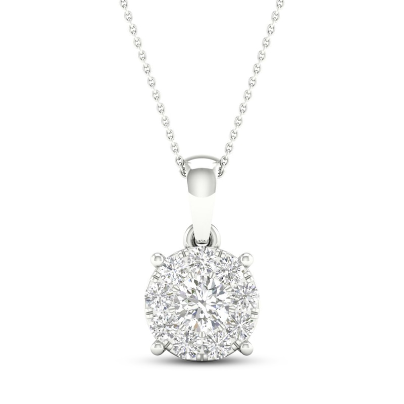 Diamond Necklace 1/2 ct tw Round 10K White Gold