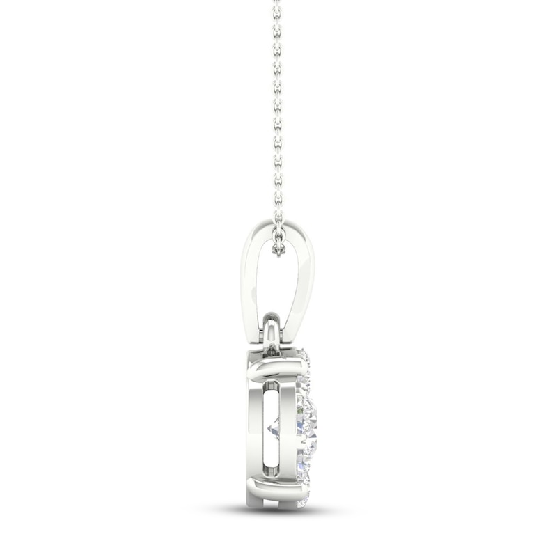 Main Image 3 of Diamond Halo Necklace 1/2 ct tw Round-Cut 10K White Gold 18&quot;