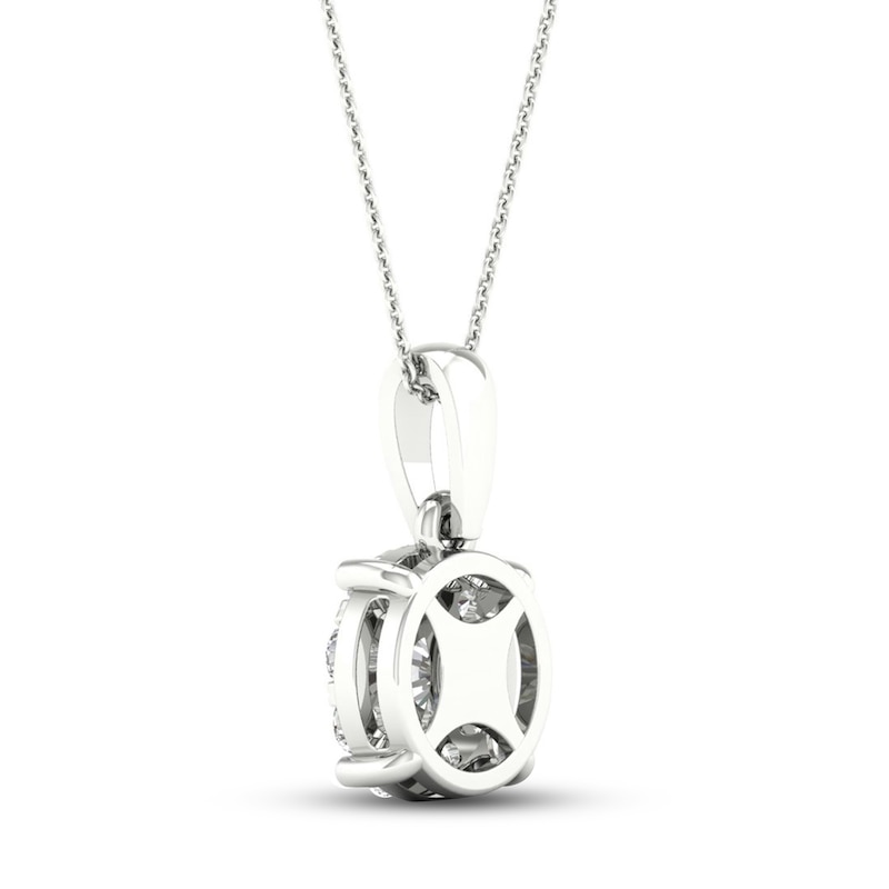 Main Image 4 of Diamond Halo Necklace 1/2 ct tw Round-Cut 10K White Gold 18&quot;