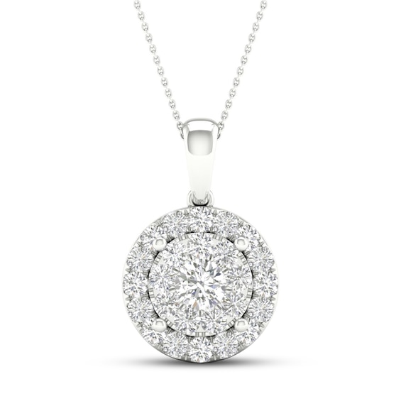 Kay Multi-Diamond Necklace 1 ct tw Round-Cut 10K White Gold 18"