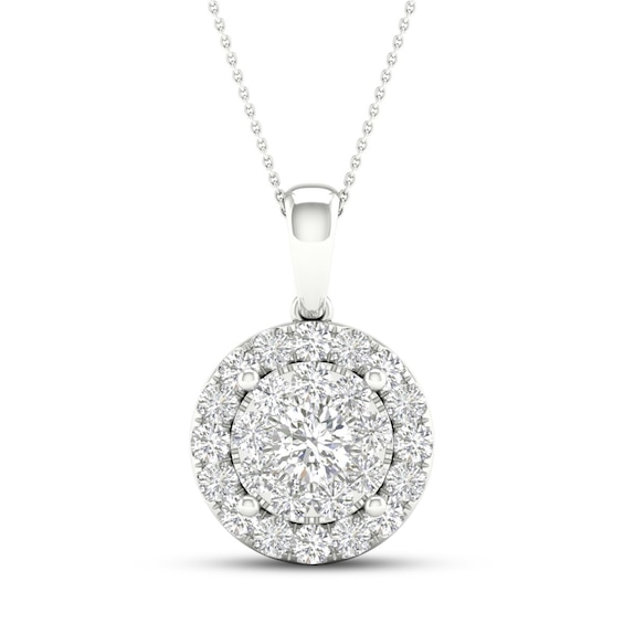 Multi-Diamond Necklace 1 ct tw Round-Cut 10K White Gold 18"