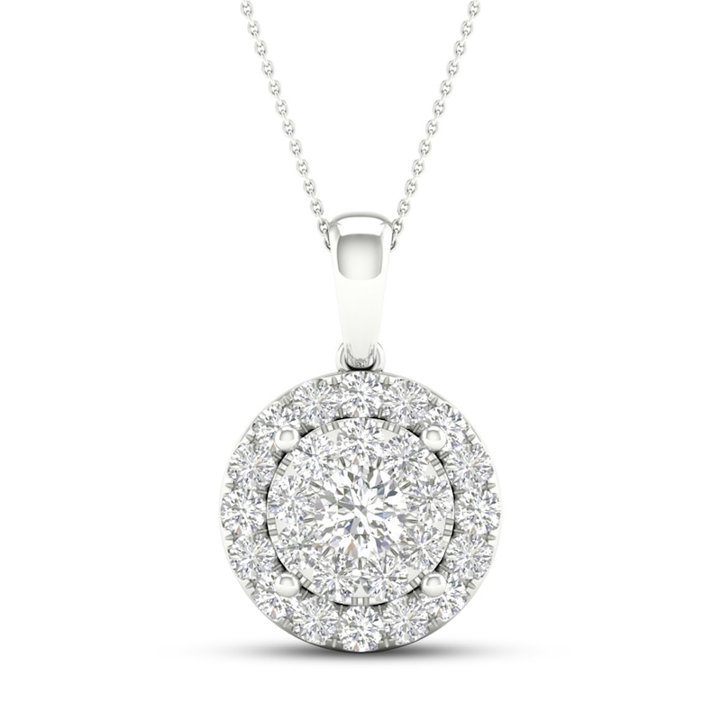 Multi-Diamond Necklace 1 ct tw Round-Cut 10K White Gold 18