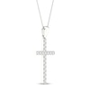 Thumbnail Image 1 of Diamond Cross Necklace 1/2 ct tw Round-Cut 10K White Gold 18"