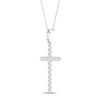 Thumbnail Image 2 of Diamond Cross Necklace 1/2 ct tw Round-Cut 10K White Gold 18&quot;