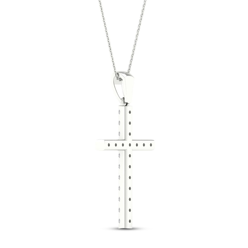 Main Image 4 of Diamond Cross Necklace 1/2 ct tw Round-Cut 10K White Gold 18&quot;