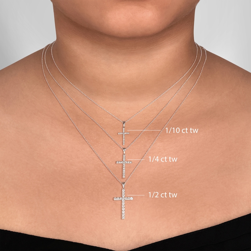 Main Image 6 of Diamond Cross Necklace 1/2 ct tw Round-Cut 10K White Gold 18&quot;