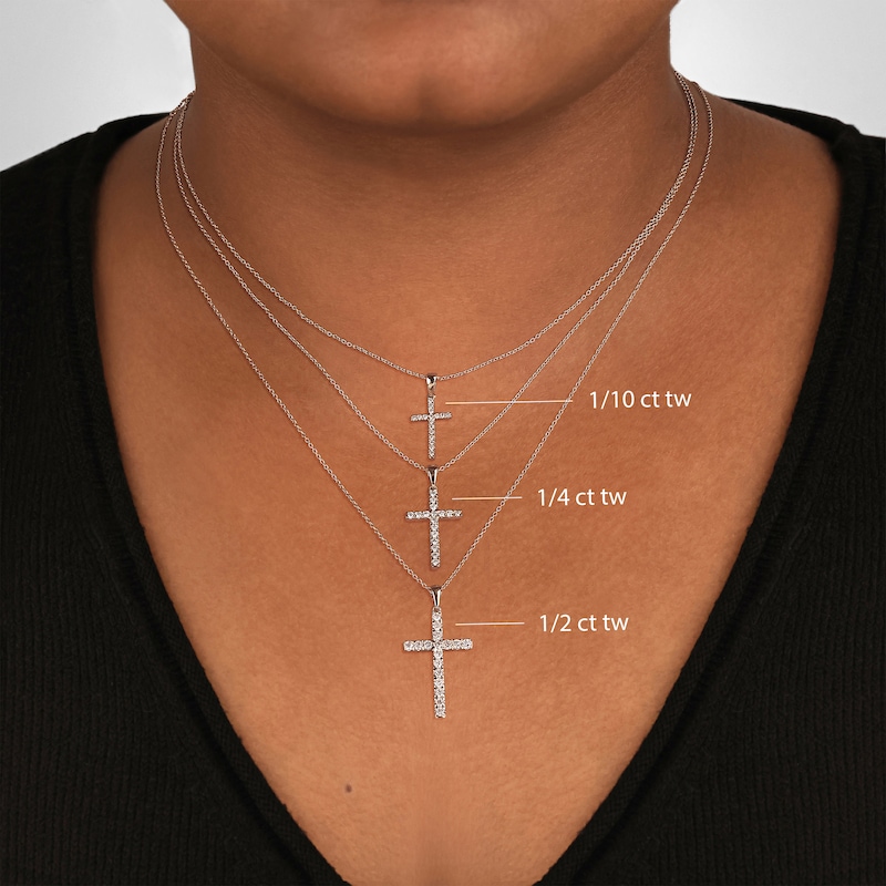 Main Image 7 of Diamond Cross Necklace 1/2 ct tw Round-Cut 10K White Gold 18&quot;