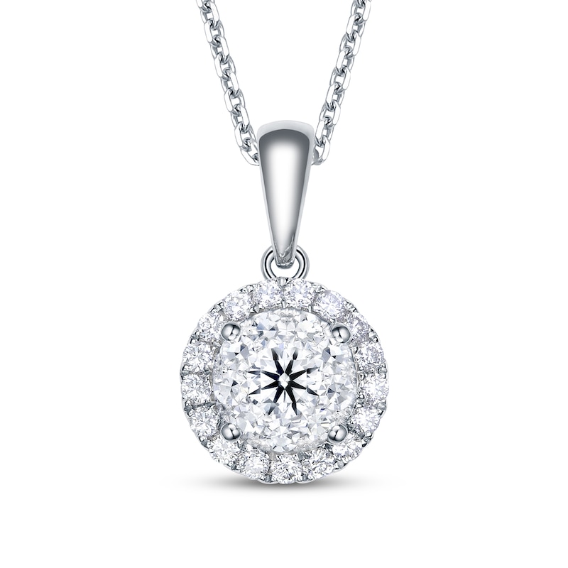 Main Image 1 of Diamond Necklace 1/2 ct tw Round-Cut 14K White Gold 18&quot;