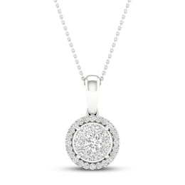Multi-Diamond Necklace 1/4 ct tw Round-Cut 10K White Gold 18"