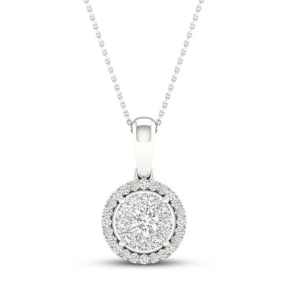 Multi-Diamond Necklace 1/4 ct tw Round-Cut 10K White Gold 18"