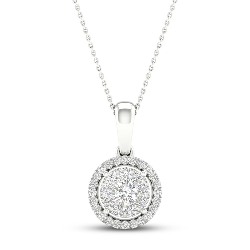 Main Image 1 of Multi-Diamond Necklace 1/4 ct tw Round-Cut 10K White Gold 18&quot;