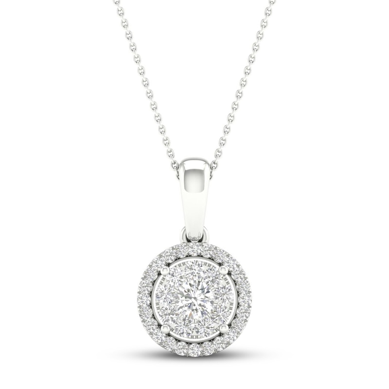 Multi-Diamond Necklace 1/4 ct tw Round-Cut 10K White Gold 18"