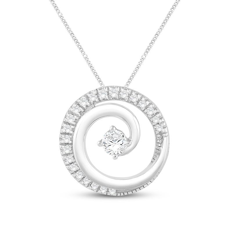 Main Image 1 of Diamond Circle Necklace 1/5 ct tw Round-cut Sterling Silver 19&quot;