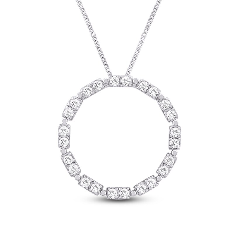 Diamond Circle Necklace 1/4 ct tw Round-cut 10K White Gold 19"