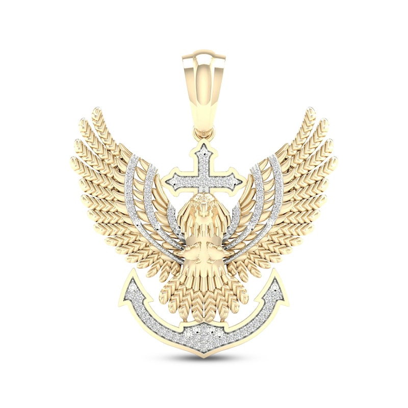 Men's Eagle & Anchor Diamond Pendant 1/5 ct tw Round-cut 10K Yellow Gold