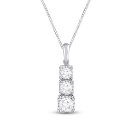 Memories Moments Magic Three-Stone Diamond Necklace 1/2 ct tw Round-Cut 10K White Gold 19"