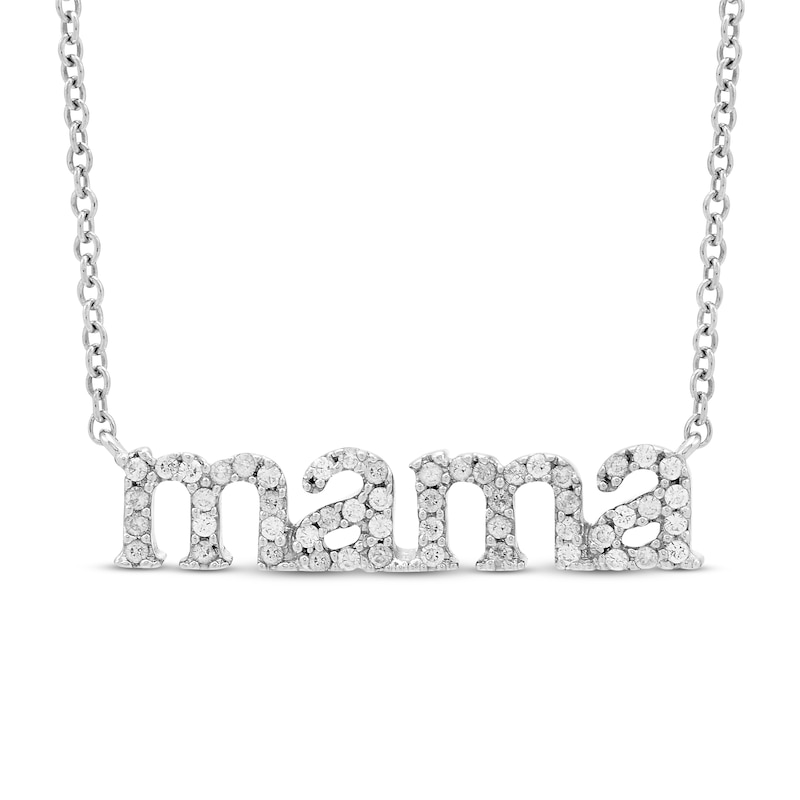 Diamond Mama Necklace 1/8 ct tw Round-Cut 10K Sterling Silver 18"