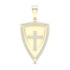 Thumbnail Image 1 of Men's Diamond Cross Shield Pendant 1/4 ct tw Round-cut 10K Yellow Gold