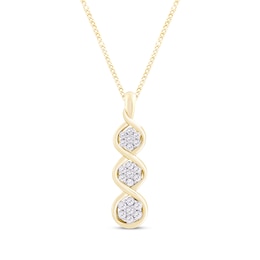 Memories Moments Magic Diamond 3-Stone Necklace 1/4 ct tw Round-cut 10K Yellow Gold 19"