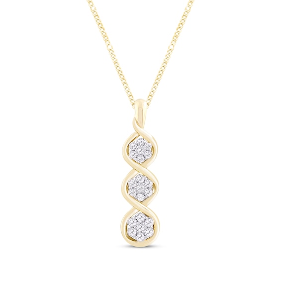 Memories Moments Magic Diamond 3-Stone Necklace 1/4 ct tw Round-cut 10K Yellow Gold 19"
