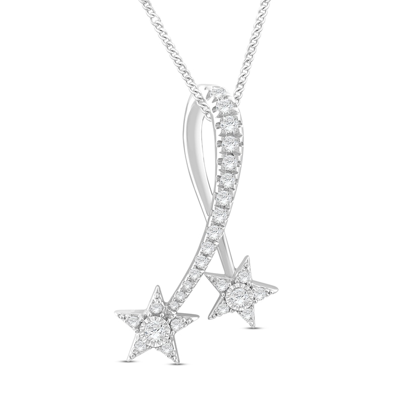 Diamond Star Necklace 1/5 ct tw Round-Cut Sterling Silver 19"