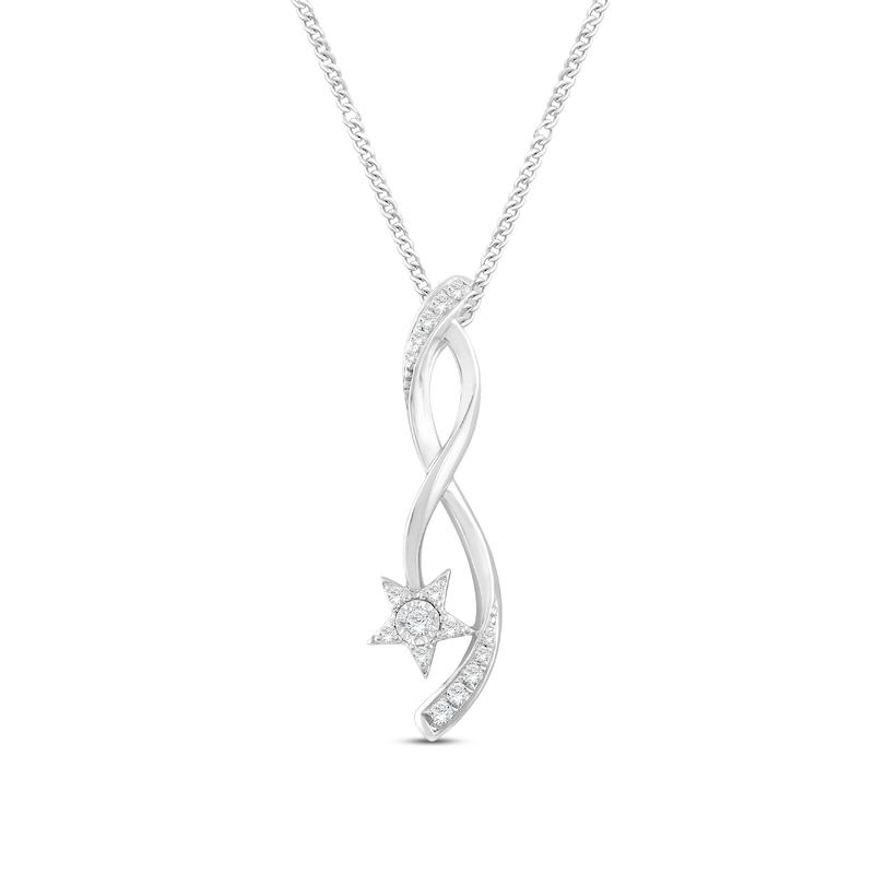Main Image 1 of Diamond Star Necklace 1/20 ct tw Round-Cut Sterling Silver 19&quot;