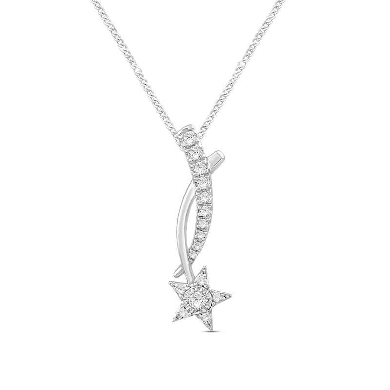 Main Image 1 of Diamond Star Necklace 1/10 ct tw Round-Cut Sterling Silver 19&quot;
