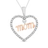 Diamond Mom/Heart Necklace 1/20 ct tw 10K Two-Tone Gold 18"