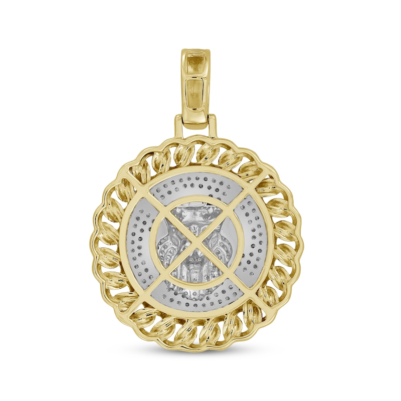 Men's Lab-Created Ruby & Diamond Lion Pendant 3/8 ct tw 10K Yellow Gold