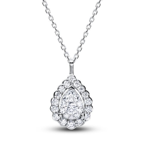 Diamond Necklace 5/8 ct tw Round-Cut 14K White Gold 18"