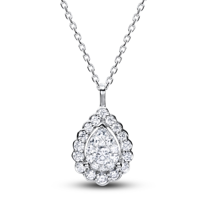 Main Image 1 of Diamond Necklace 5/8 ct tw Round-Cut 14K White Gold 18"