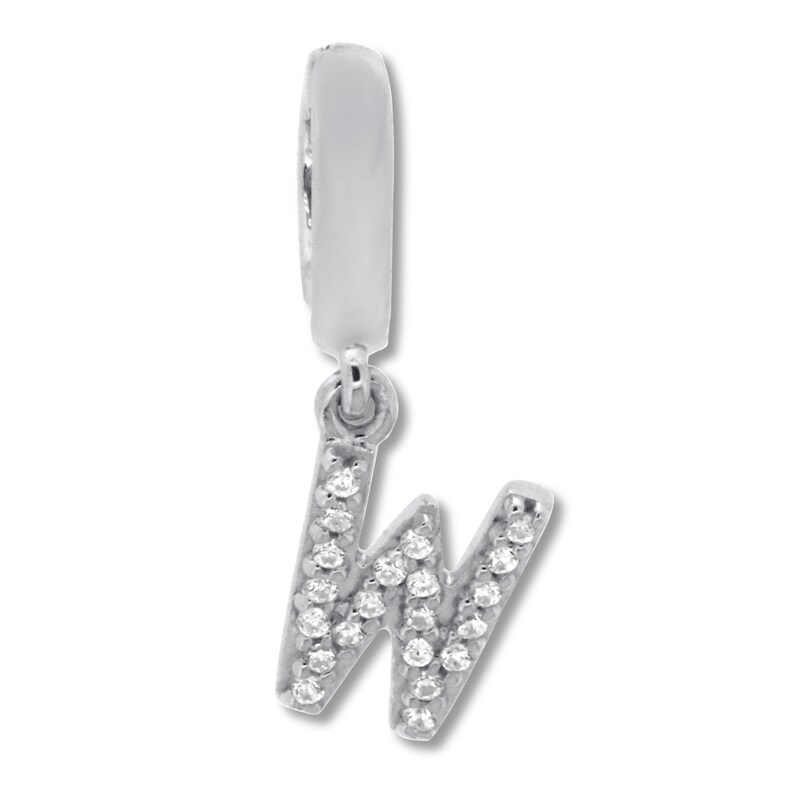 True Definition Letter W Initial Charm 1/15 ct tw Diamonds Sterling Silver