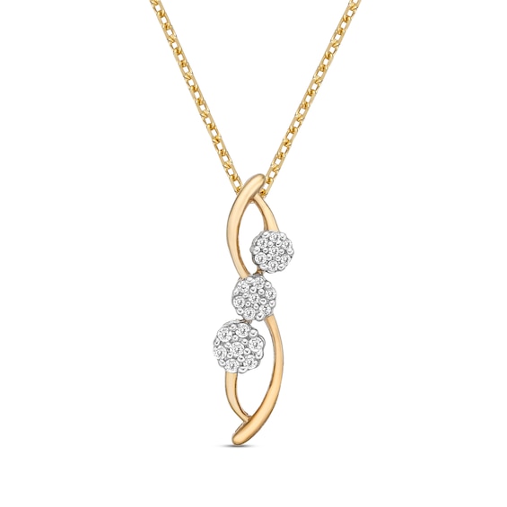 Diamond 3-Stone Necklace 1/10 ct tw Round-cut 10K Yellow Gold 18"